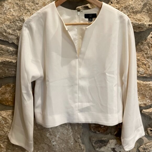 J Crew 365 Ivory Crepe Boxy Crop Tailored Top size 6 - Picture 2 of 9